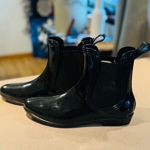 Sporto Women’s Black Rubber Rain Ankle Boots Size 10